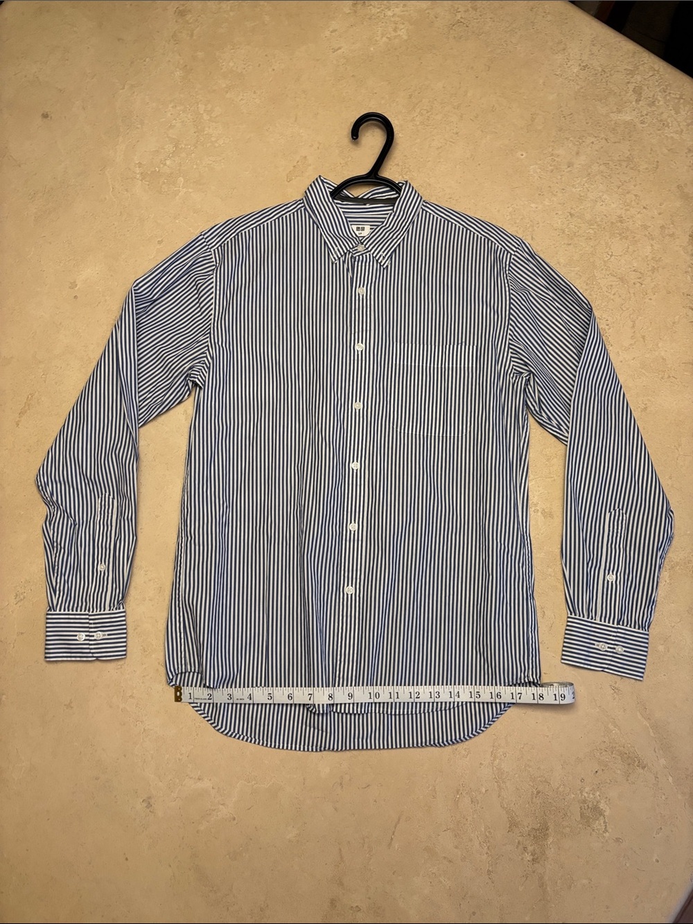 Uniqlo Navy & White Vertical Stripe Button-Down Shirt. Size S